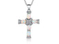 Peermont Genuine Fire Opal and Diamond Accent Cross Necklace