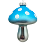 Blue Glow-In-The-Dark Glass Mushroom Ornament