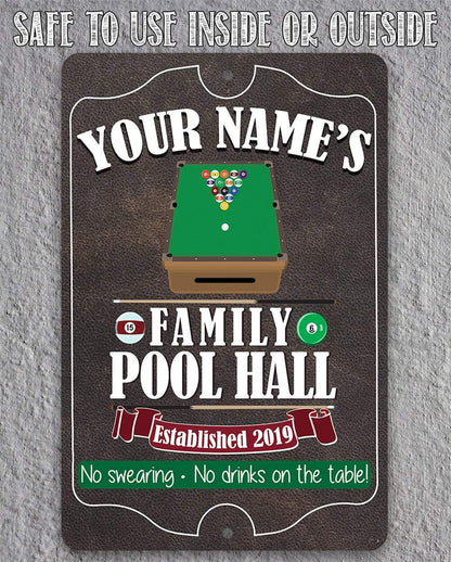 Personalized - Family Pool/Game Room - Metal Sign