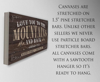 Personalized - Love You To The Mountains - Canvas