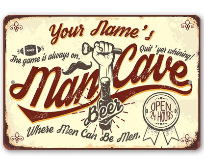 Personalized - Man Cave - Metal Sign