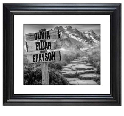 Personalized - Names Sign Post Art - Mountain Path - Print or Canvas