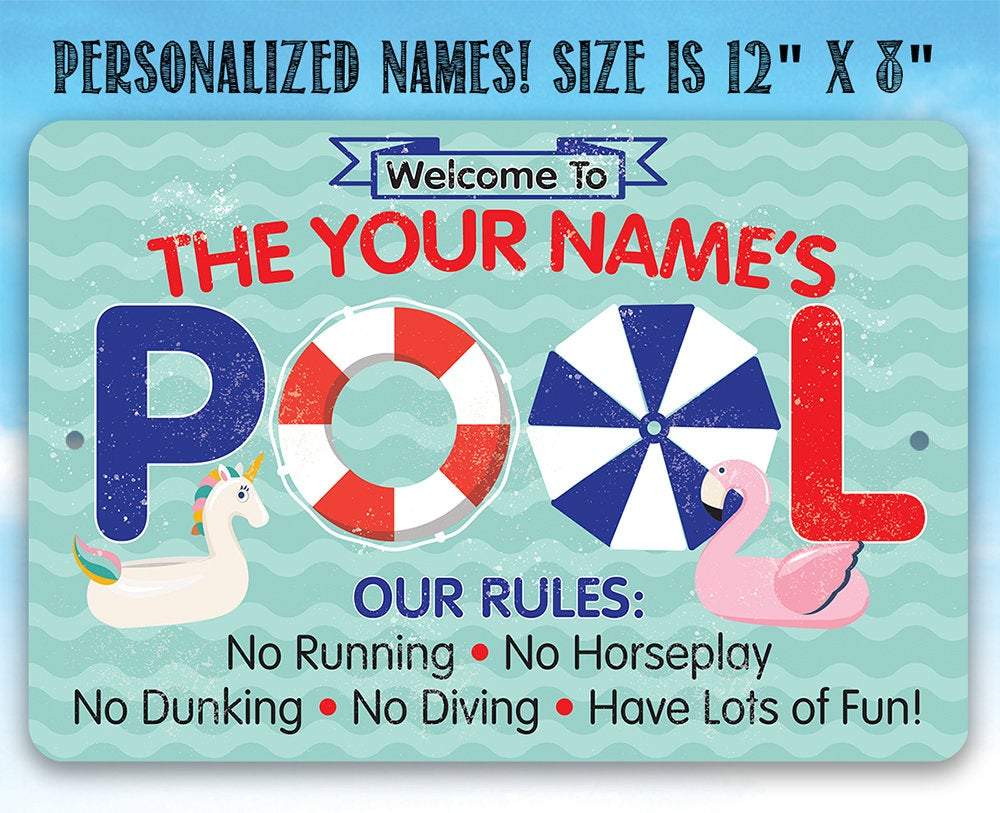 Personalized - Pool Rules - Metal Sign