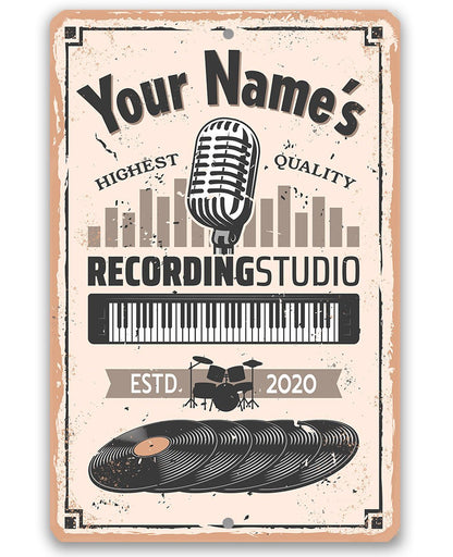 Personalized - Recording Studio - Metal Sign
