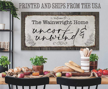 Personalized - Uncork And Unwind - Canvas