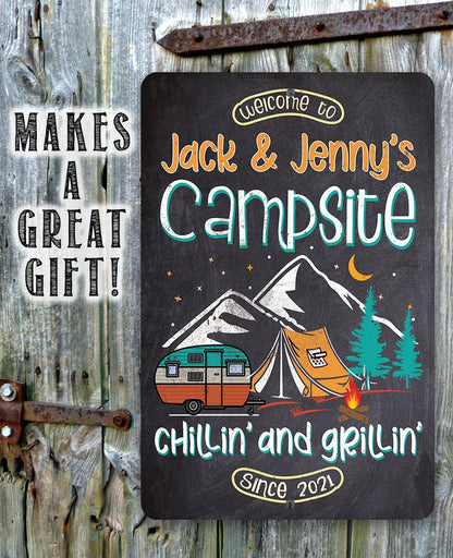 Personalized - Welcome To Our Campsite - Metal Sign