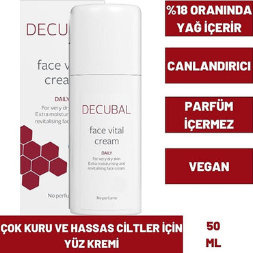 Decubal Moisturizing Face Cream for Dry & Sensitive Skin - Fragrance-Free, Natural Ingredients - 1.69 fl oz