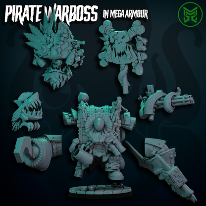 3d Printed Pirate War Boss in Mega Armor by Mekka Miniatures