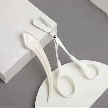 Pink Eyebrow Trimming Knife and Scissors Set