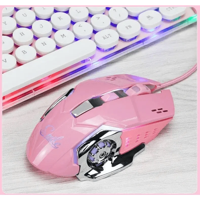 Pink Girly Gaming Mouse 3200DPI Backlight Adjustable 4 Level DPI Wired Women's Mice For Gamers