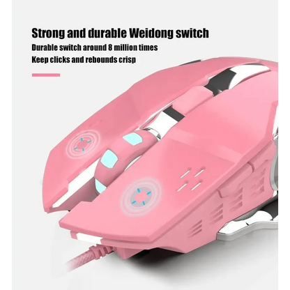 Pink Girly Gaming Mouse 3200DPI Backlight Adjustable 4 Level DPI Wired Women's Mice For Gamers