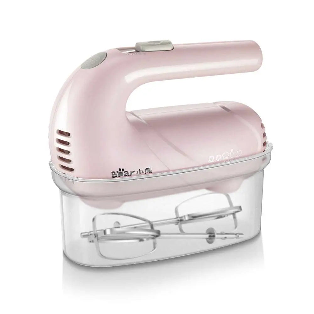 Pink Handheld Electric Whisk with Clear Base