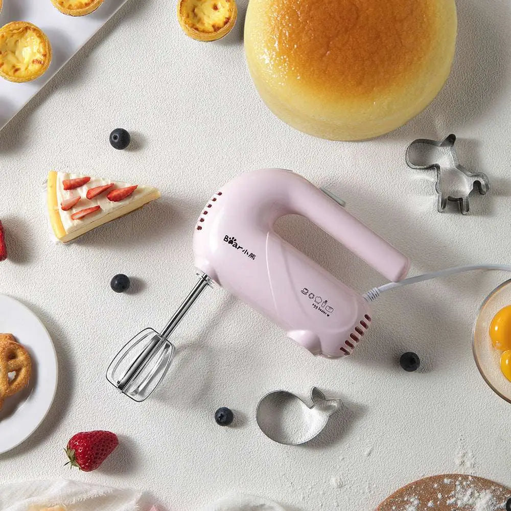 Pink Handheld Electric Whisk with Clear Base