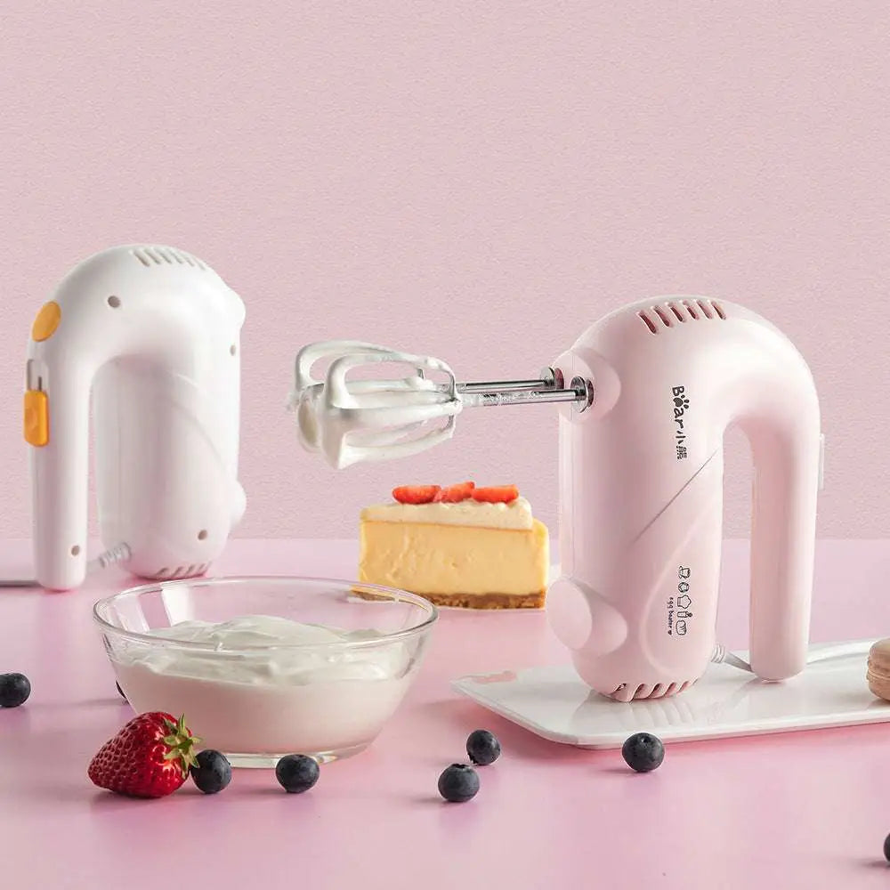 Pink Handheld Electric Whisk with Clear Base