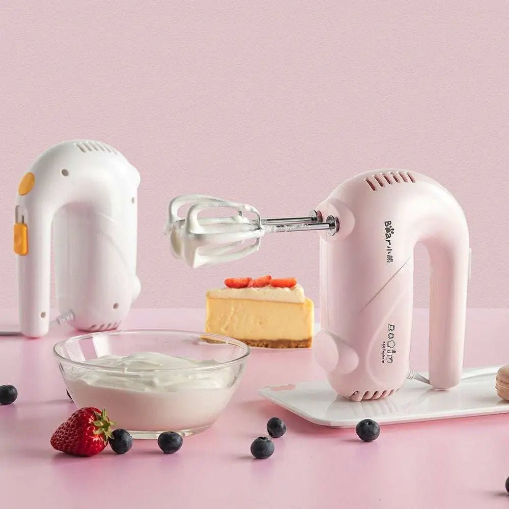 Pink Handheld Electric Whisk with Clear Base