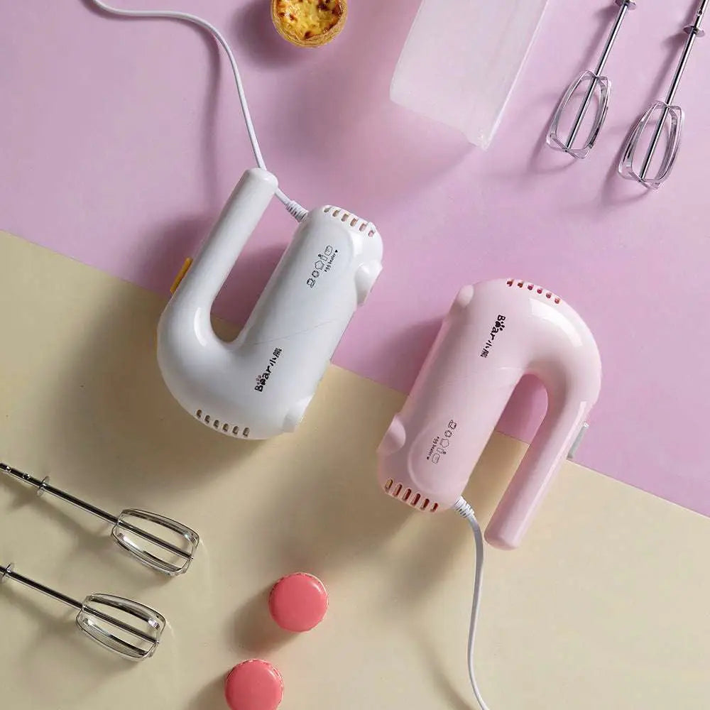 Pink Handheld Electric Whisk with Clear Base