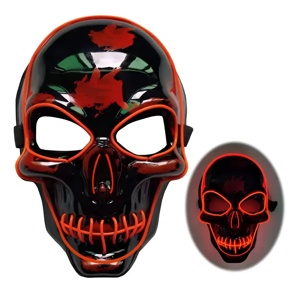 Pink Neon Halloween Skeleton Mask LED Glow
