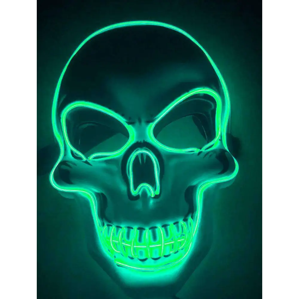 Pink Neon Halloween Skeleton Mask LED Glow