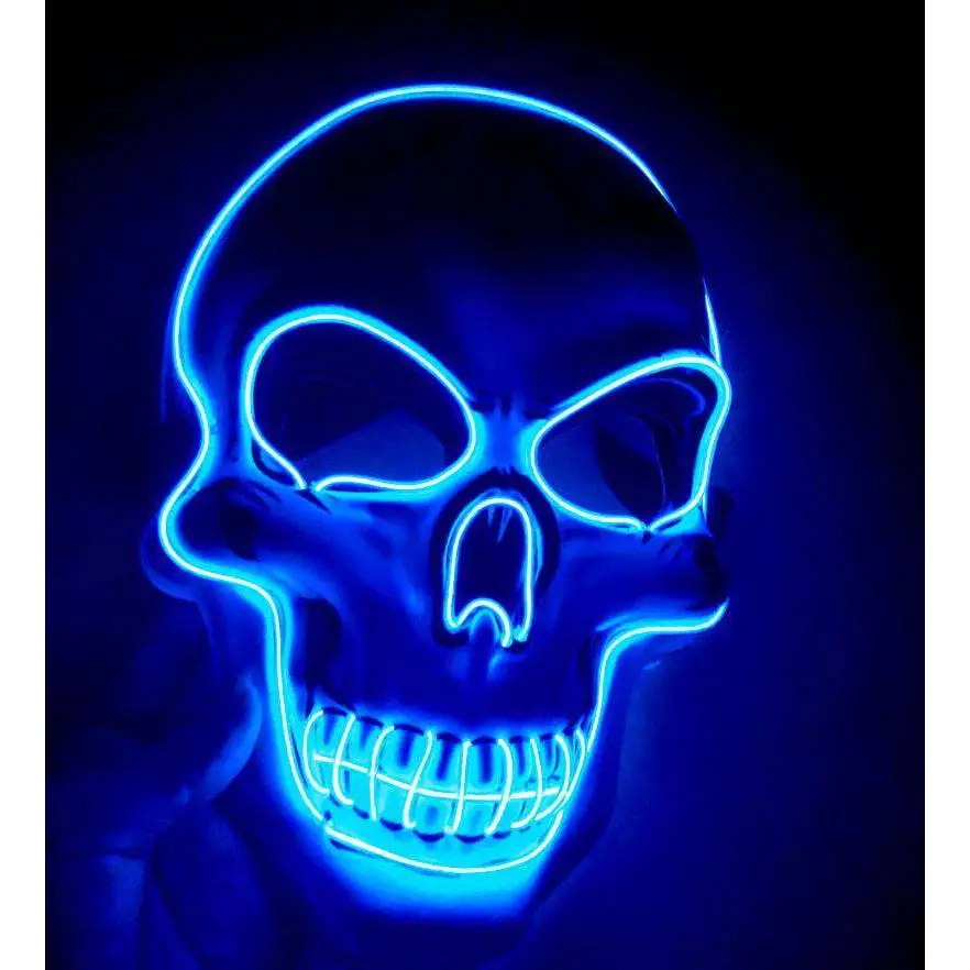 Pink Neon Halloween Skeleton Mask LED Glow