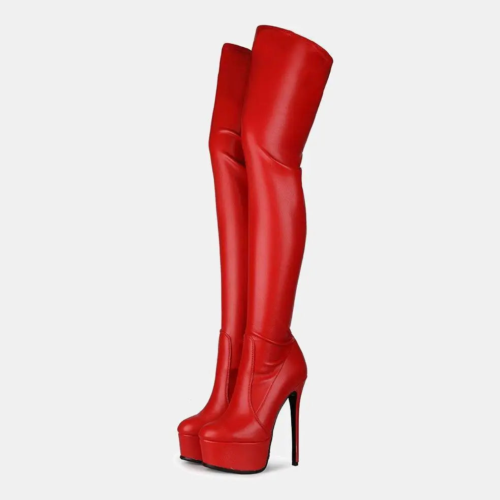 Pink Patent Platform High Heel Boots