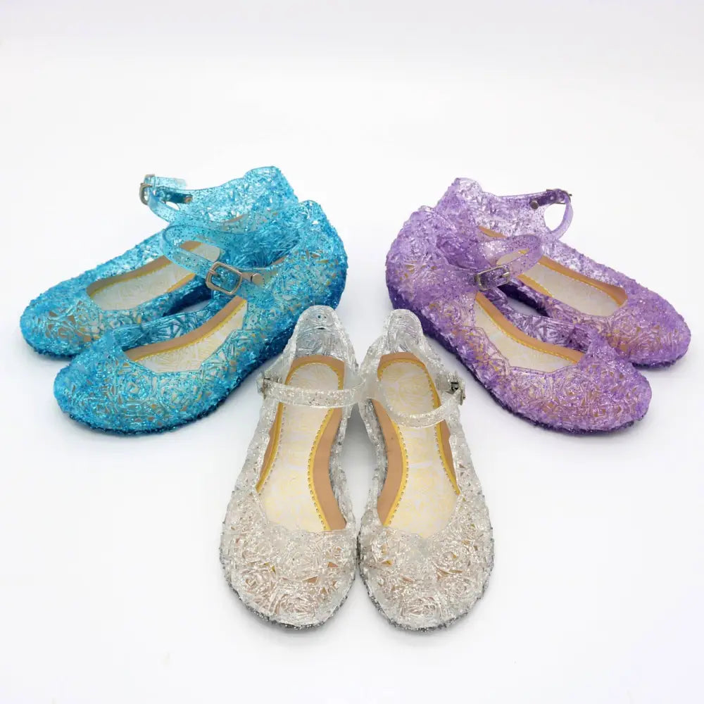 Pink Rose Girls Crystal Shoes High Heel Sandals
