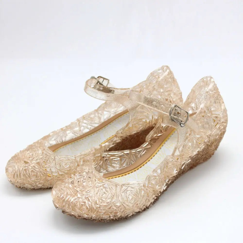 Pink Rose Girls Crystal Shoes High Heel Sandals