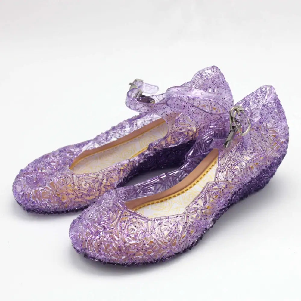Pink Rose Girls Crystal Shoes High Heel Sandals