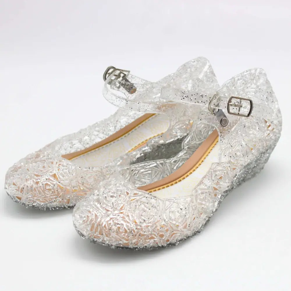 Pink Rose Girls Crystal Shoes High Heel Sandals