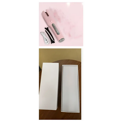 Pink Wireless Automatic Curler USB LCD Screen