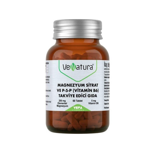 VeNatura Magnesium Citrate and Vitamin B6 Supplement - 60 Tablets for Muscle and Nerve Support