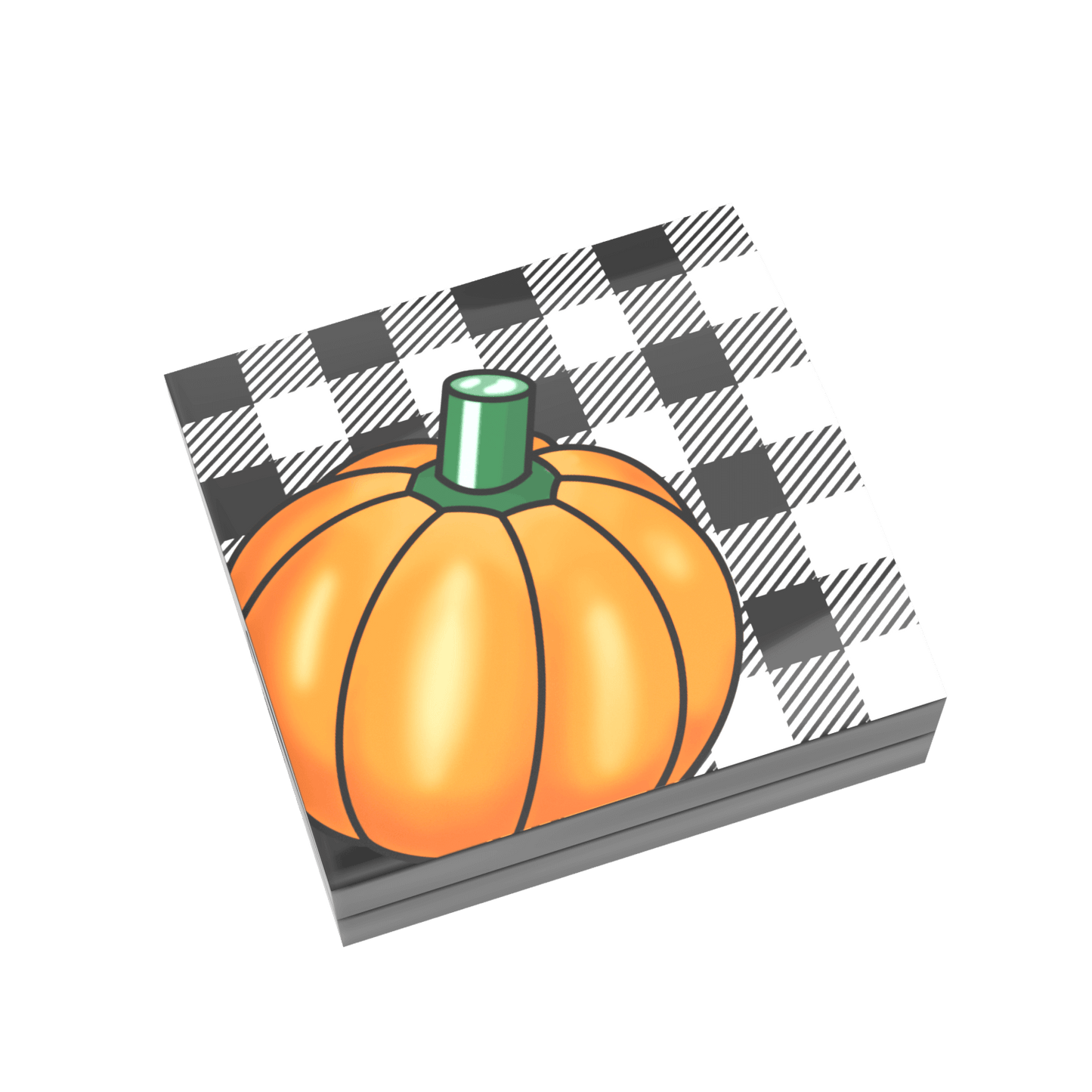 Fall Pillow - Buffalo Plaid with Pumpkin - Custom Printed 2x2 Tile - Made Using LEGO® Parts