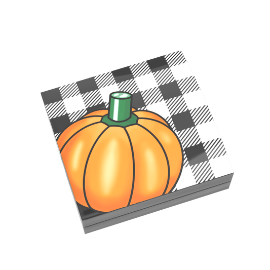 Fall Pillow - Buffalo Plaid with Pumpkin - Custom Printed 2x2 Tile - Made Using LEGO® Parts