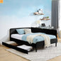 Bed Frame Daybed Platform Velvet Black Full 2 Drawers 300 lb