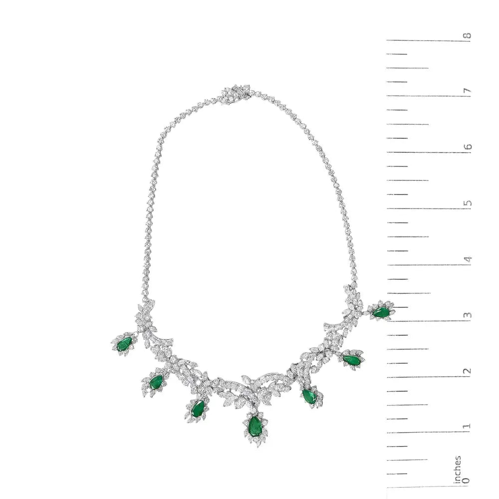 Platinum Diamond & Brazilian Emerald Jewelry Set – 38.30 ct Diamond, 19.76 ct Emerald, C. Dunaigre Certified