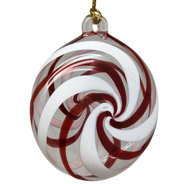 Peppermint Swirl Egyptian Glass Disc Ornament