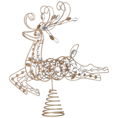 Crystal & Wire Reindeer Treetopper - 13 Inch