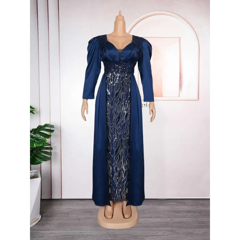 Plus Size Long Sleeve Sequined Evening Dress
