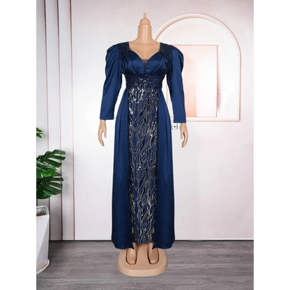 Plus Size Long Sleeve Sequined Evening Dress