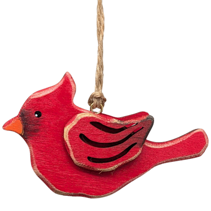 Hand-Crafted Wooden Cardinal Ornament -
