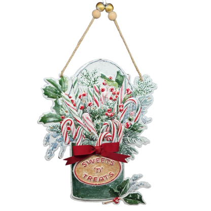 Metal Candy Jar with Bow - 10" Decor