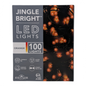 Jingle Bright 100 LED Light Set - Orange - Green Wire