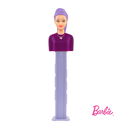 Pez Barbie Dispenser with 3 Candy rolls - Purple Hair Barbie