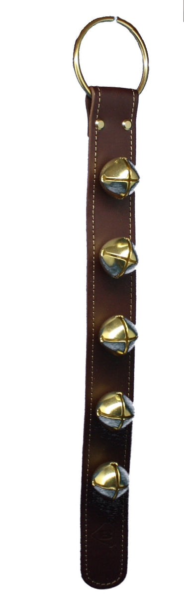 Sleigh Bell Strap with 5 Brass Bells - Brown