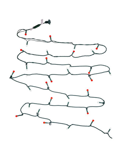 35-Light Red and White G12 Frosted Green Wire LED Light Set