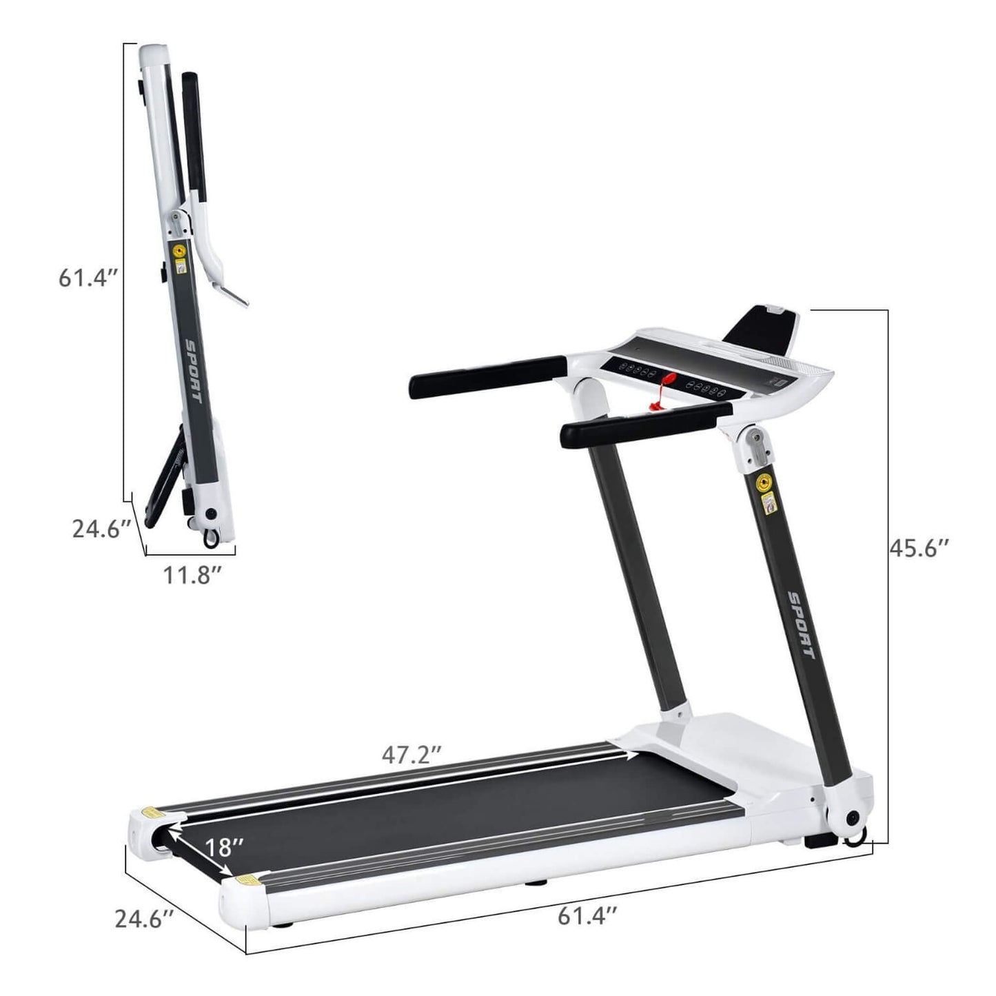 Rovix Portable Compact Home Cardio Fitness Treadmill With 3.5HP Electric Motor & Bluetooth Speakers (SAK32416)