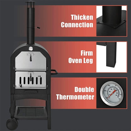 Portable Outdoor Wood Fired Pizza Oven W/ Pizza Stone & Waterproof Cover (SAK82635)