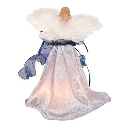 10-Light Indigo Blue With Gold Trim Angel Treetop - 12 Inch