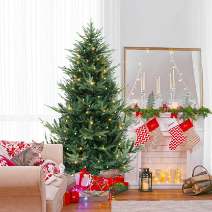 6 FT Pre-Lit Artificial Hinged Xmas Tree with 778 PVC and PE Branch Tips