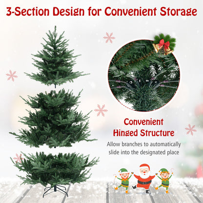 6 FT Pre-Lit Artificial Hinged Xmas Tree with 778 PVC and PE Branch Tips