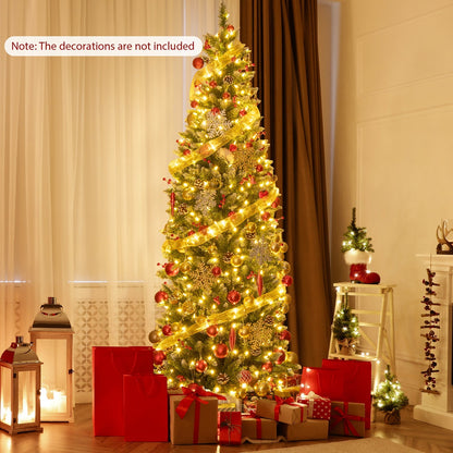 Pre-lit Artificial Pencil Christmas Tree with Pine Cones and Red Berries